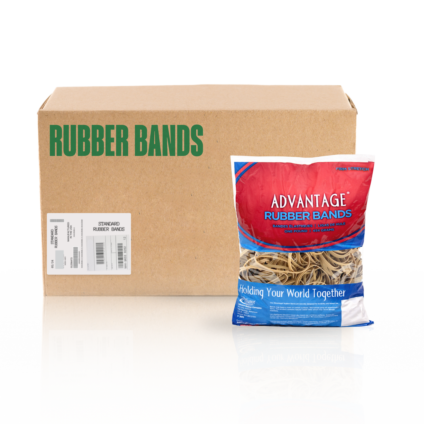 Alliance Advantage Rubber Bands, Size #33 (3-1/2" x 1/8"), Natural Crepe