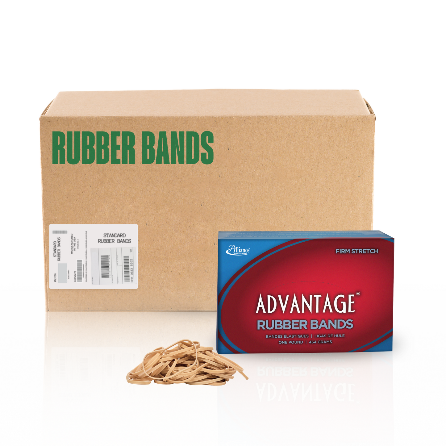 Alliance Advantage Rubber Bands, Size #33 (3-1/2" x 1/8"), Natural Crepe