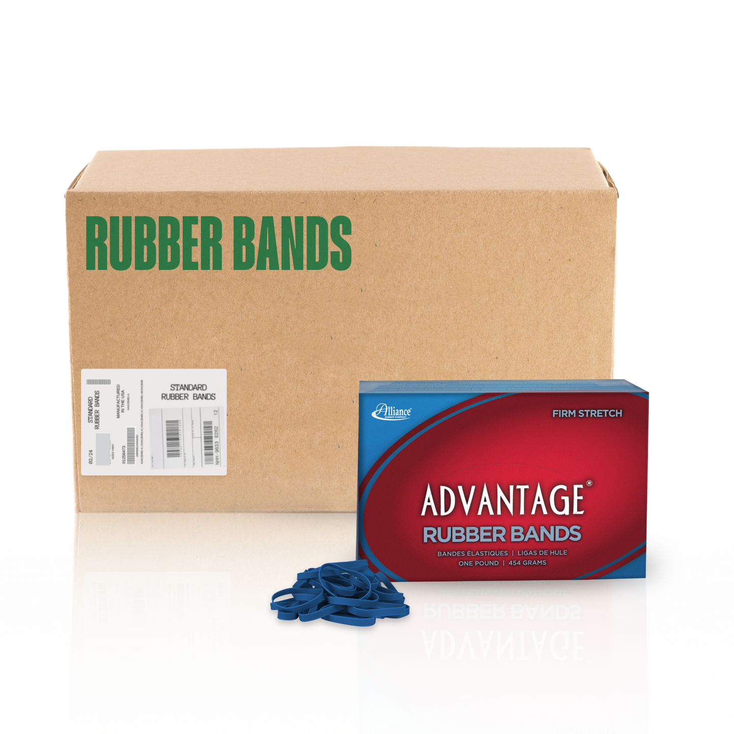 Alliance Advantage Rubber Bands, Size #62 (2-1/2" x 1/4"), Blue