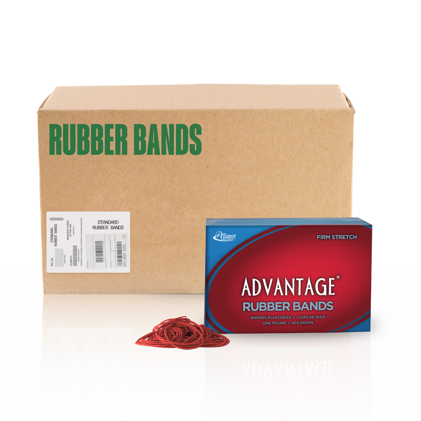 Alliance Advantage Rubber Bands, Size #19 (3-1/2" x 1/16"), Red