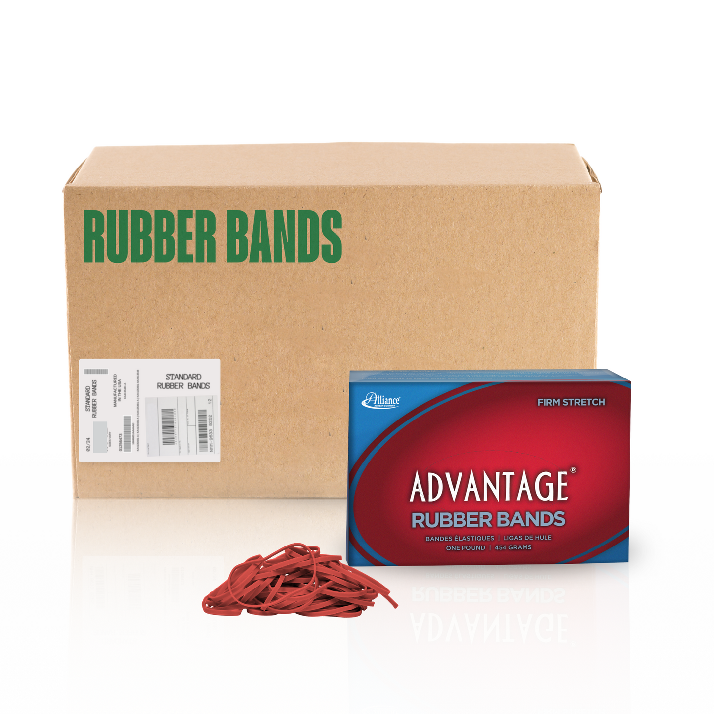 Alliance Advantage Rubber Bands, Size #33 (3-1/2" x 1/8"), Red
