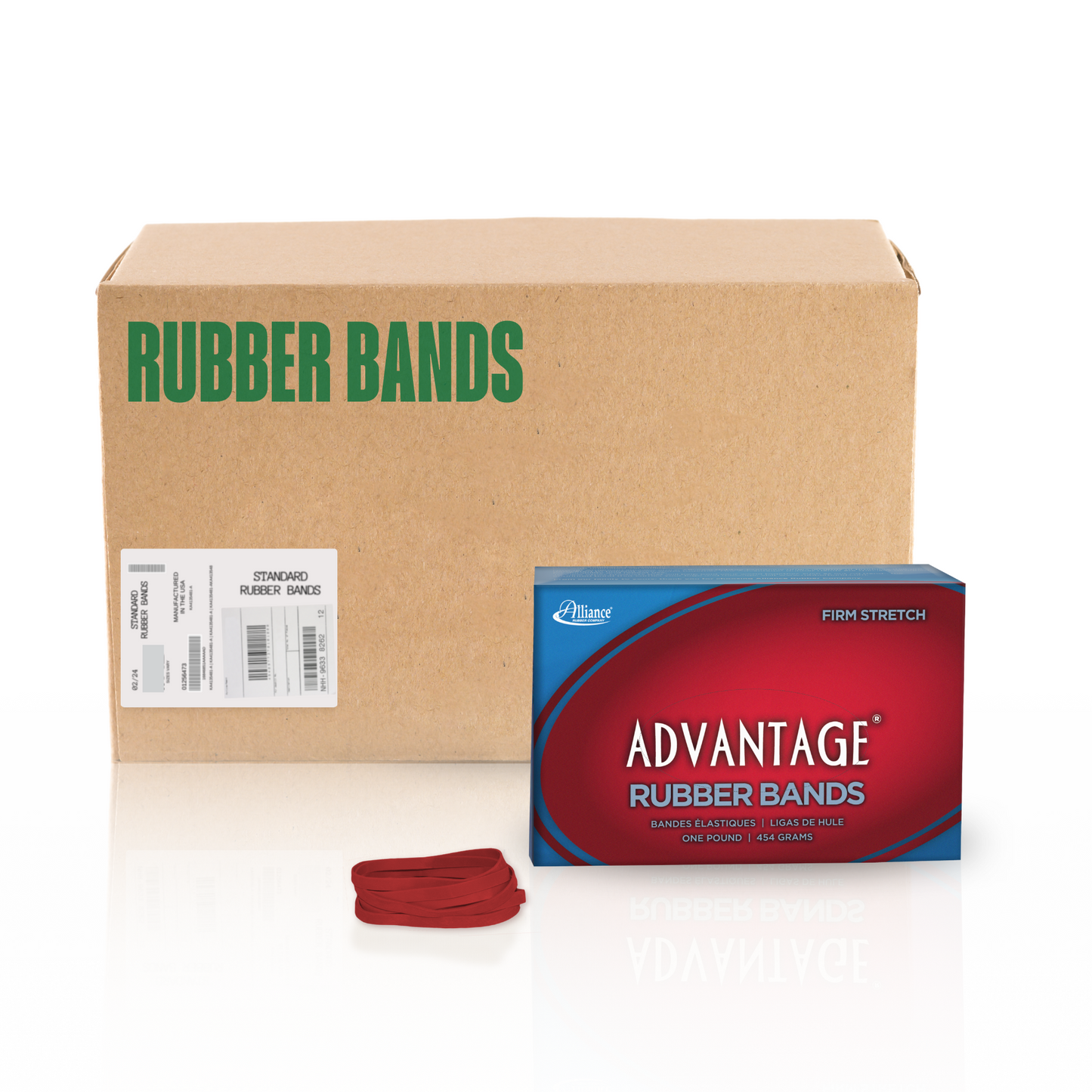 Alliance Advantage Rubber Bands, Size #64 (3-1/2" x 1/4"), Red