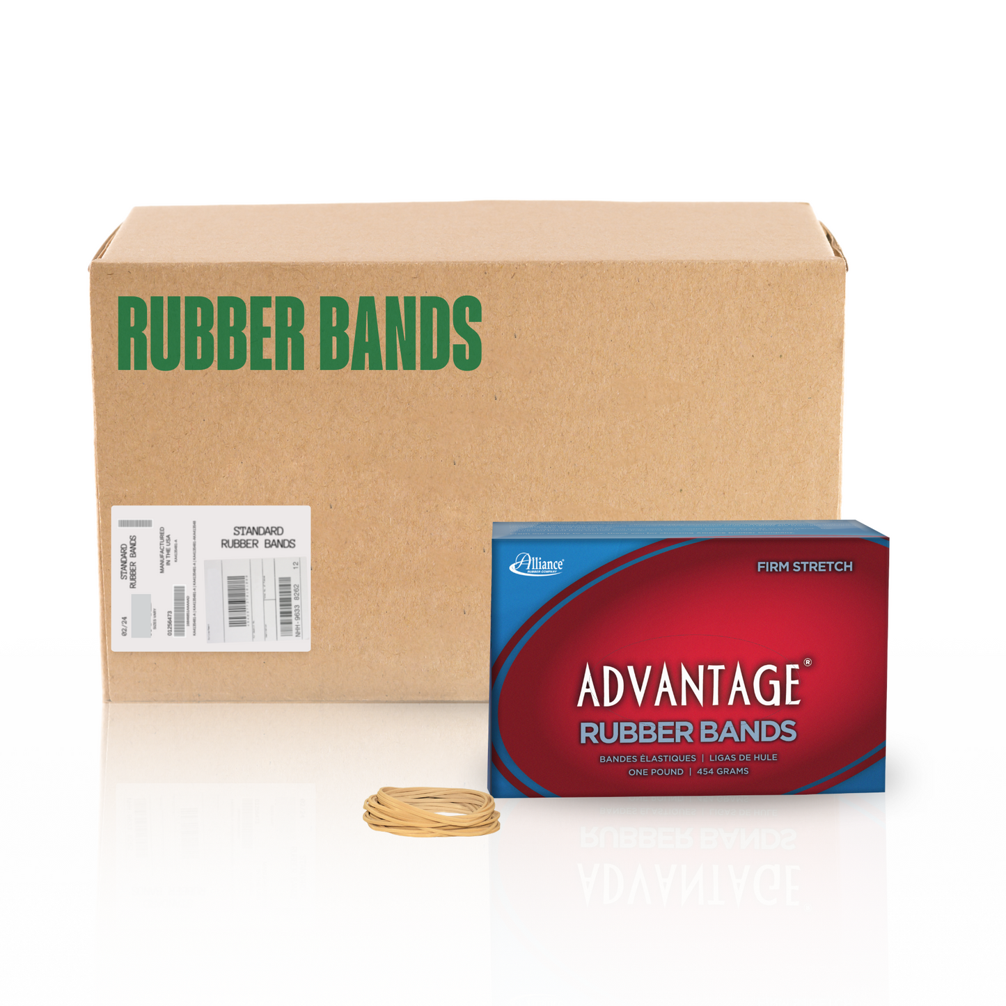 Alliance Advantage Rubber Bands, Size #16 (2-1/2" x 1/16"), Natural Crepe