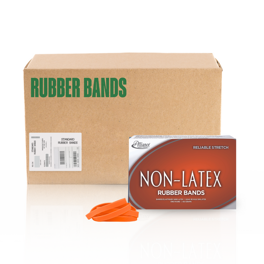Alliance Non-Latex Rubber Bands, Size #64 (3-1/2" x 1/4"), Orange