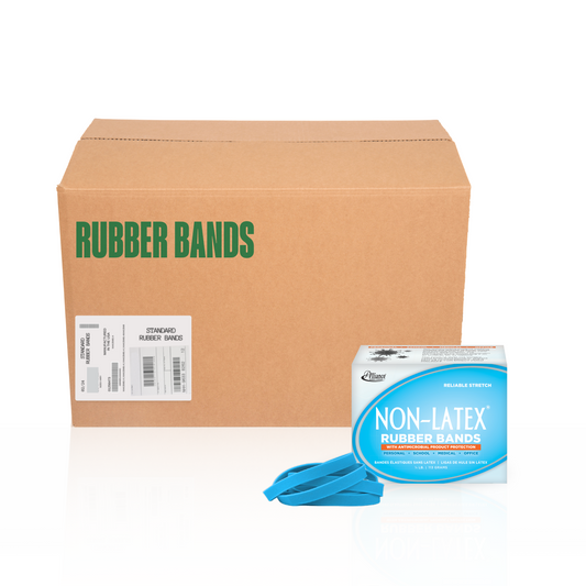 Alliance Non-Latex with Antimicrobial Protection Rubber Bands, Size #64 (3-1/2" x 1/4"), Cyan Blue