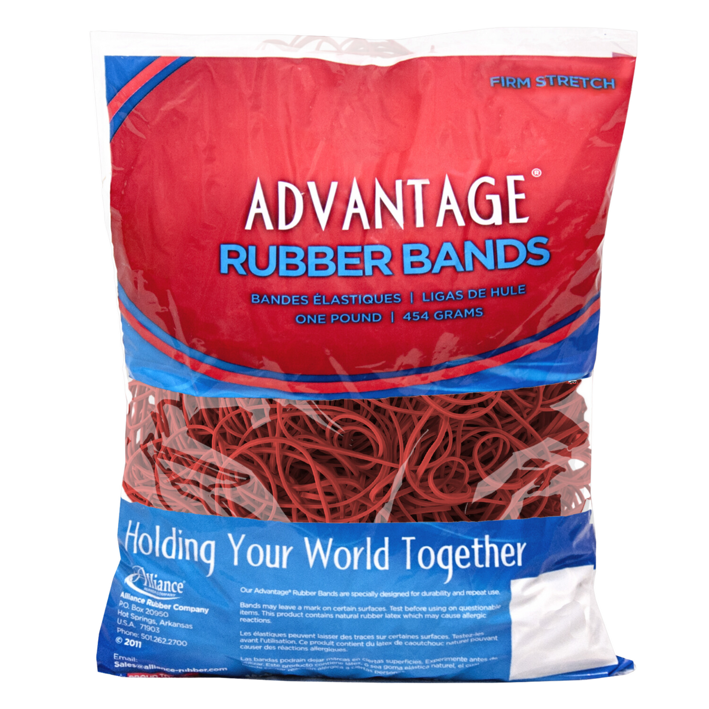 Alliance Advantage Rubber Bands, Size #16 (2-1/2" x 1/16"), Red
