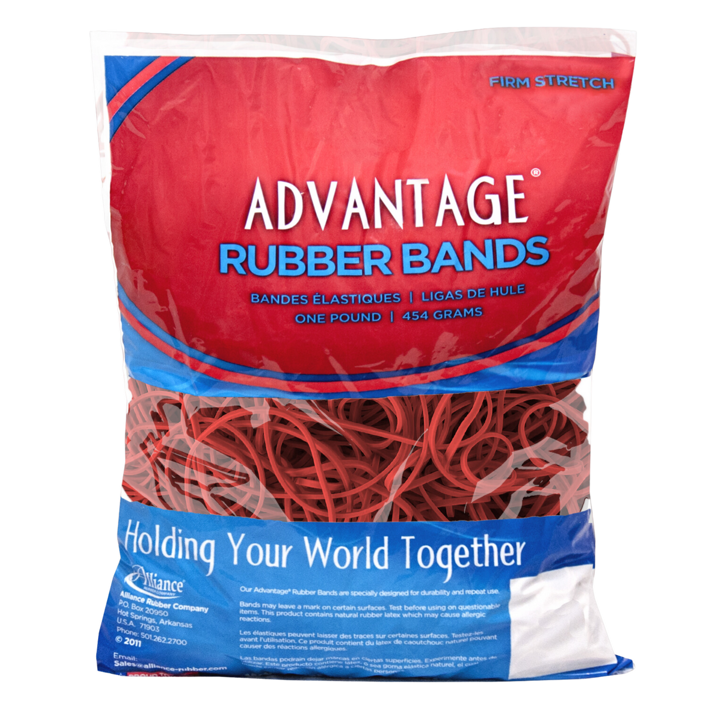 Alliance Advantage Rubber Bands, Size #19 (3-1/2" x 1/16"), Red