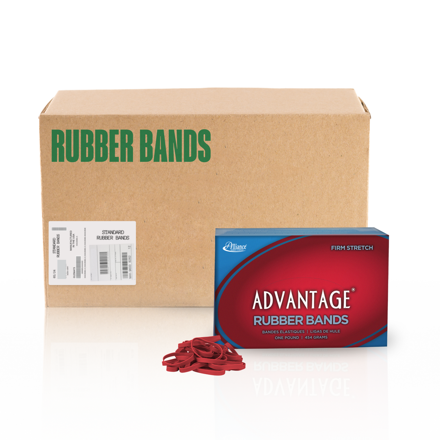Alliance Advantage Rubber Bands, Size #62 (2-1/2" x 1/4"), Red