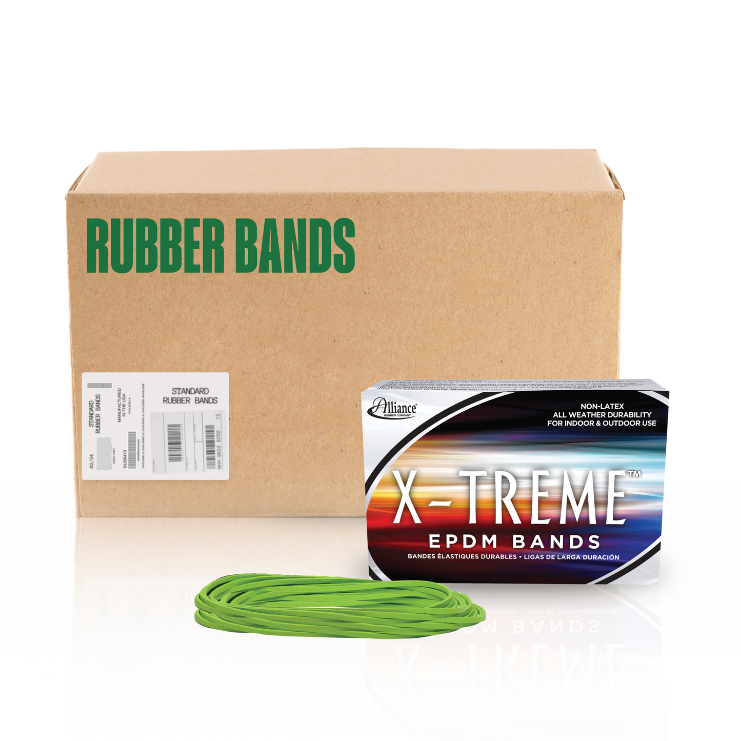 Alliance X-treme File Bands Rubber Bands, Size #117B (7" x 1/8"), Lime Green