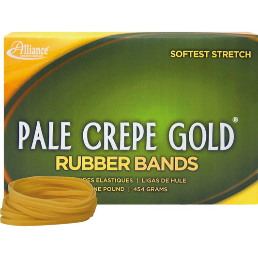 Alliance Pale Crepe Gold Rubber Bands, Size #32 (3" x 1/8"), Golden Crepe