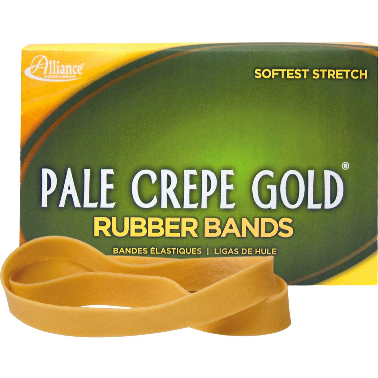 Alliance Pale Crepe Gold Rubber Bands, Size #105 (5" x 5/8"), Golden Crepe