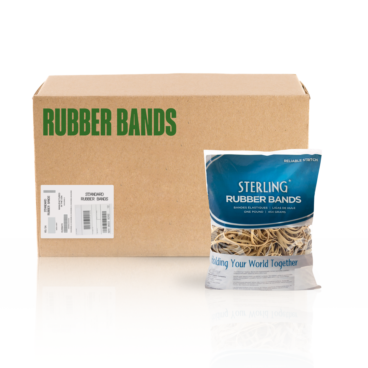 Alliance Sterling Rubber Bands, Size #33 (3-1/2" x 1/8"), Crepe