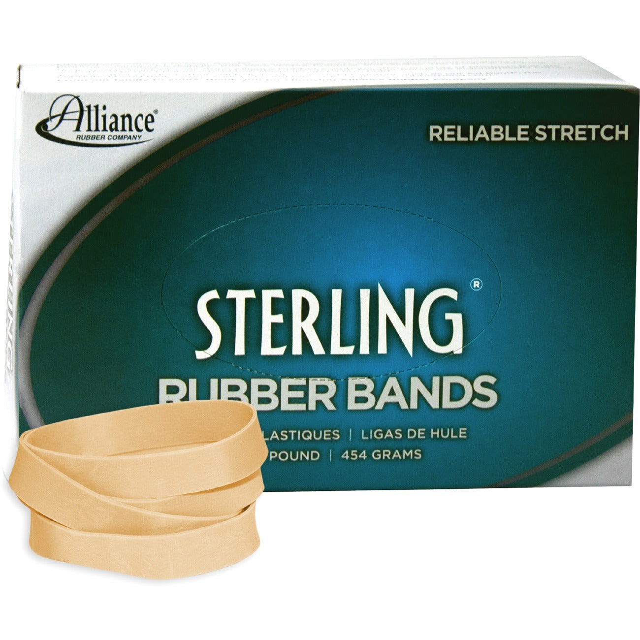 Alliance Sterling Rubber Bands, Size #84 (3-1/2" x 1/2"), Crepe