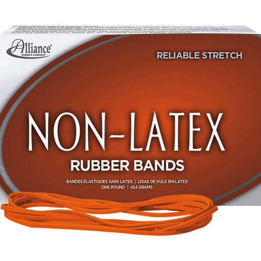 Alliance Non-Latex Rubber Bands, Size #117B (7" x 1/8"), Orange