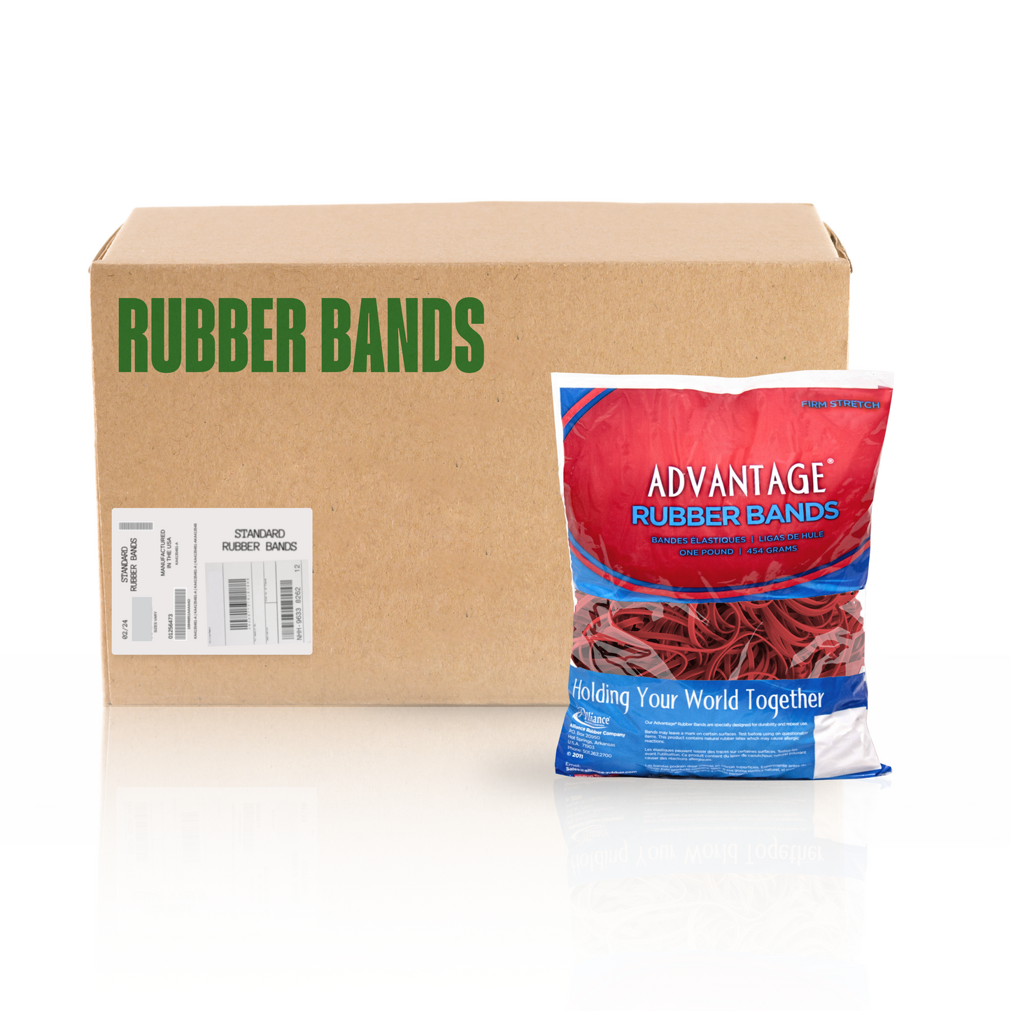 Alliance Advantage Rubber Bands, Size #33 (3-1/2" x 1/8"), Red