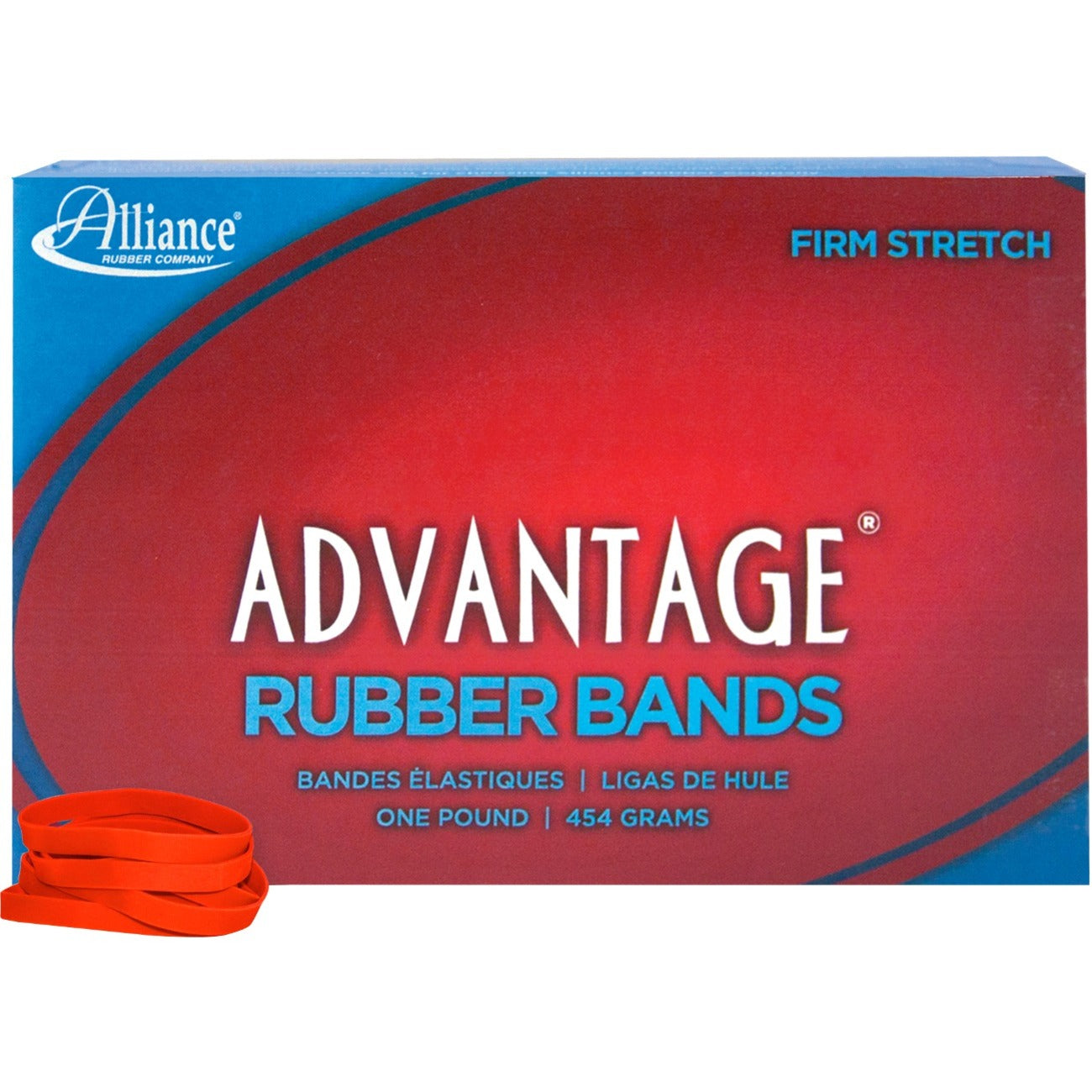 Alliance Advantage Rubber Bands, Size #62 (2-1/2" x 1/4"), Red