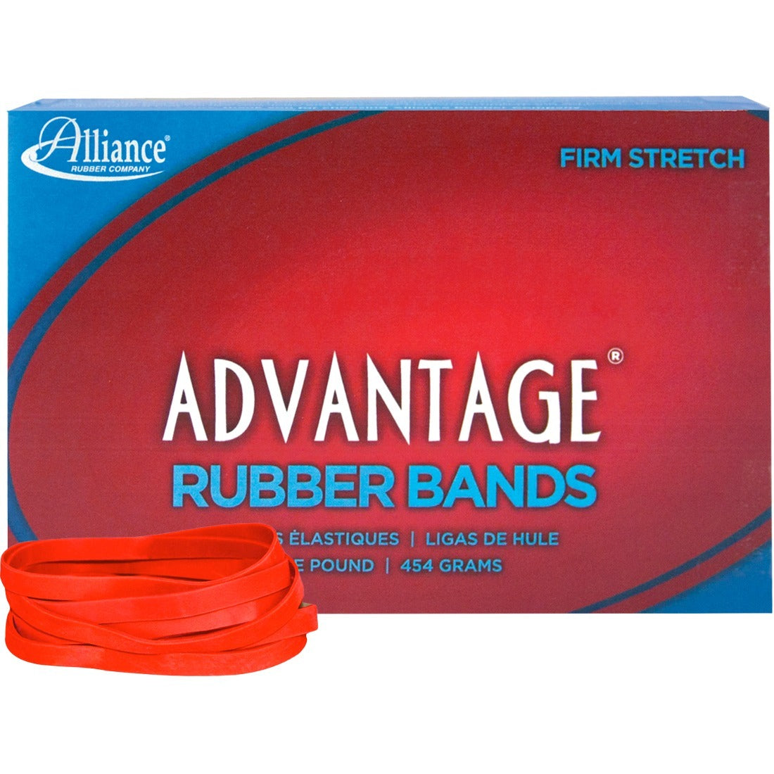 Alliance Advantage Rubber Bands, Size #64 (3-1/2" x 1/4"), Red