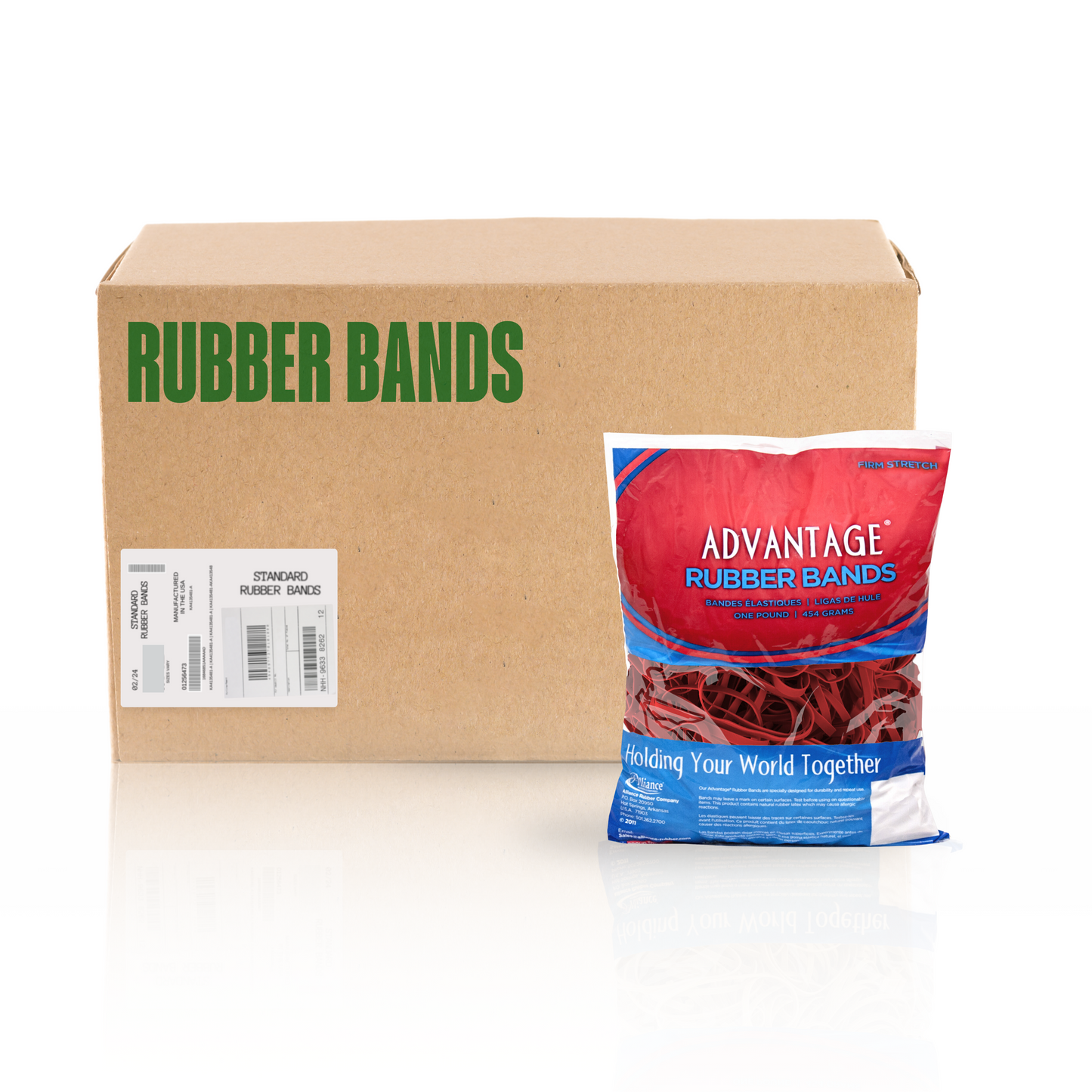 Alliance Advantage Rubber Bands, Size #117B (7" x 1/8"), Red